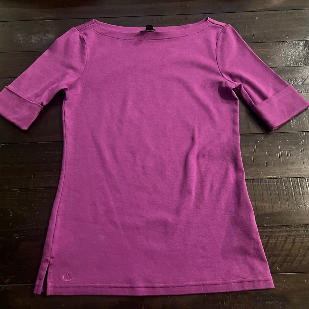Lauren Ralph Lauren Magenta Short Sleeve Top